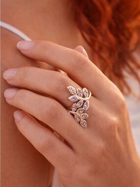 Floral Crystal Statement Ring – Rose Gold
 - Women Jewelry